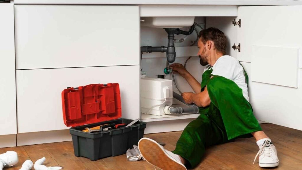 سباك في الطائف يقوم بإصلاح تسرب المياه